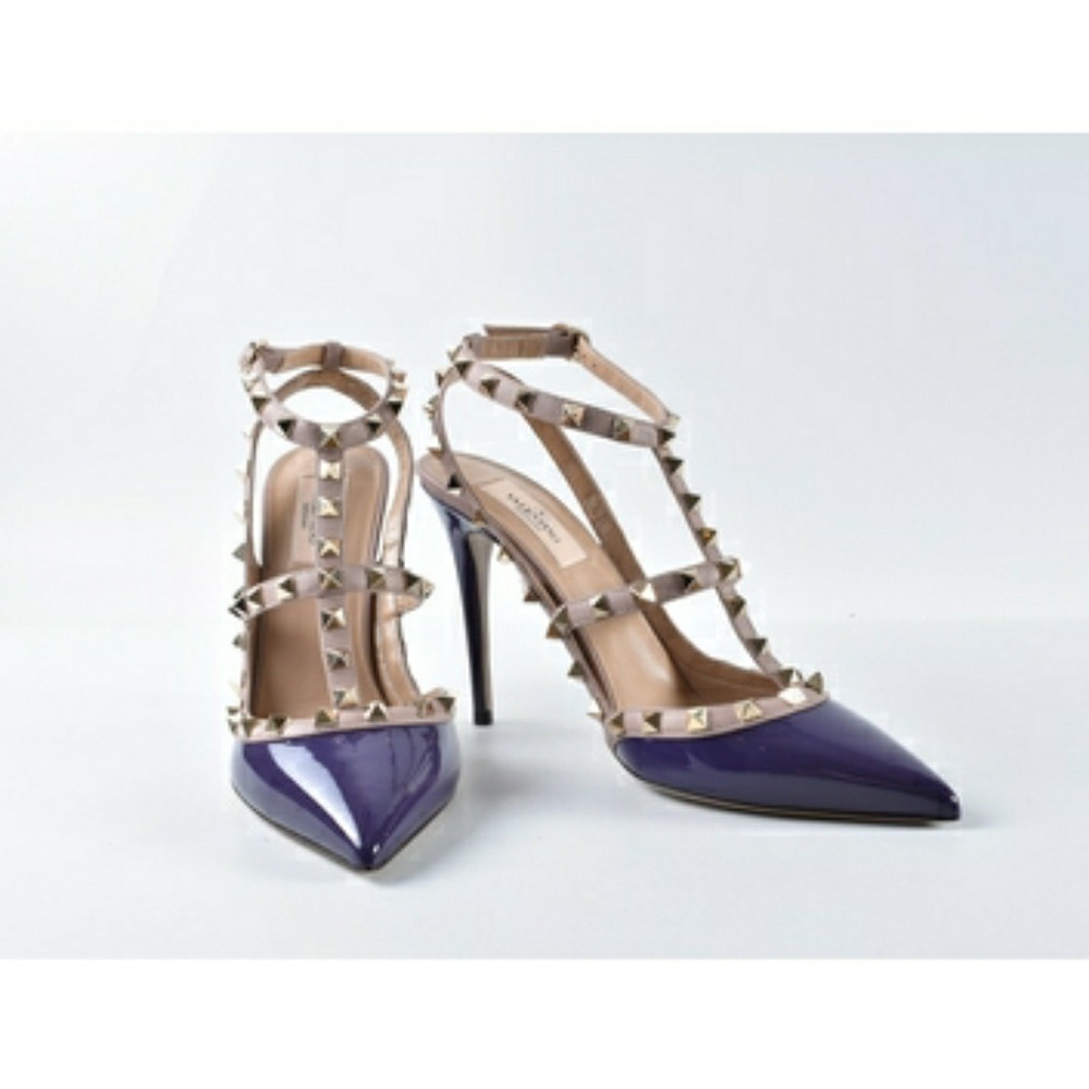 VALENTINO Garavani Rockstud Patent Purp/Nude Pumps
